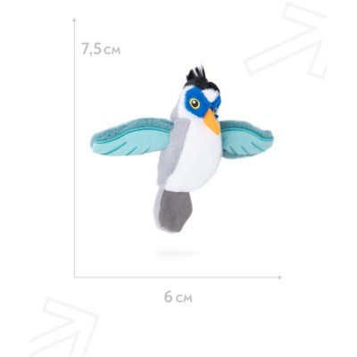 Игрушка Mr.Kranch для кошек Птичка плюшевая с кошачьей мятой 7,5 см серая