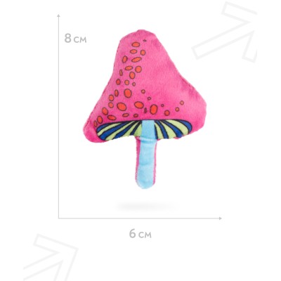 Игрушка Mr.Kranch для кошек Волшебный Грибочек плюшевая с кошачьей мятой 12 см красная
