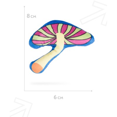 Игрушка Mr.Kranch для кошек Волшебный Грибочек плюшевая с кошачьей мятой 10 см синяя