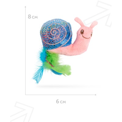 Игрушка Mr.Kranch для кошек Улитка плюшевая с кошачьей мятой и перышками 18 см розовая