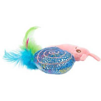 Игрушка Mr.Kranch для кошек Улитка плюшевая с кошачьей мятой и перышками 18 см розовая