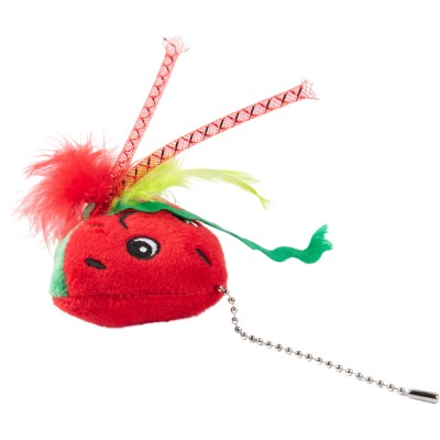 Игрушка Mr.Kranch для кошек Арбузик плюшевая с кошачьей мятой и перышками 16 см красная