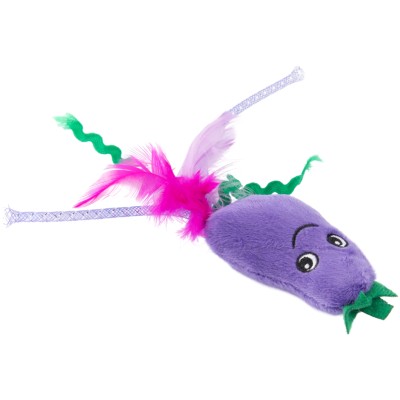 Игрушка Mr.Kranch для кошек Баклажанчик и Мышка плюшевая с кошачьей мятой и перышками 19 см фиолетовая