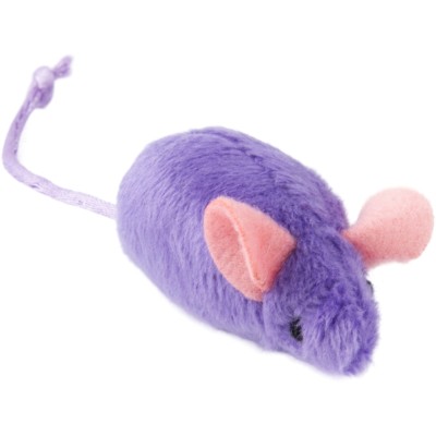 Игрушка Mr.Kranch для кошек Баклажанчик и Мышка плюшевая с кошачьей мятой и перышками 19 см фиолетовая