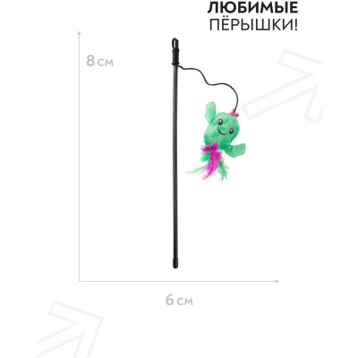 Игрушка-дразнилка Mr.Kranch для кошек Кактус плюшевая с кошачьей мятой и перышками 17 см зеленая
