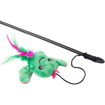 Игрушка-дразнилка Mr.Kranch для кошек Кактус плюшевая с кошачьей мятой и перышками 17 см зеленая