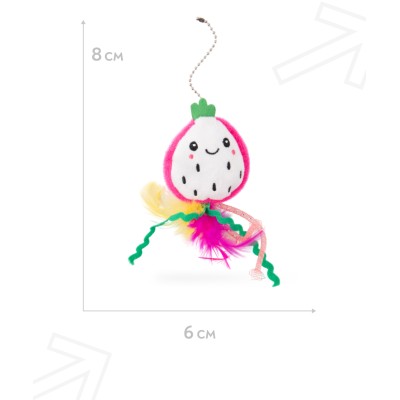 Игрушка Mr.Kranch для кошек Питахайя плюшевая с кошачьей мятой и перышками 19 см зеленая