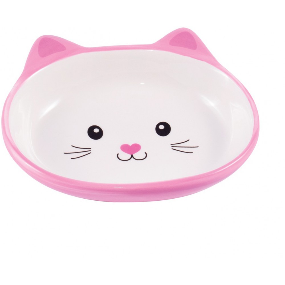 Mr.Kranch Миска керамическая для кошек Мордочка кошки 160 мл розовая