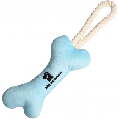 Mr.Kranch Игрушка для собак мелких и средних пород косточка с канатом, нежно-голубая