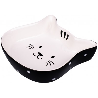 Mr.Kranch Миска керамическая для кошек Мордочка кошки 200 мл черная с белым