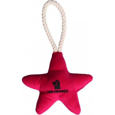 Mr.Kranch Игрушка для собак мелких и средних пород звездочка с канатом и пищалкой, ярко-розовая