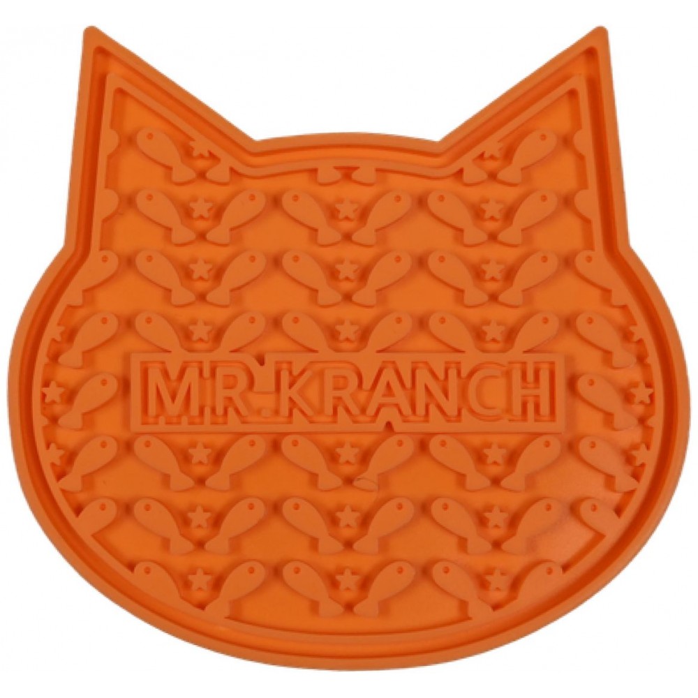Mr.Kranch Лизательный коврик для медленного поедания силиконовый 12*12 см оранжевый на присосках
