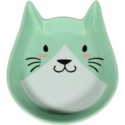 Mr.Kranch Миска керамическая для кошек "Мордочка кошки" 250 мл, зеленая
