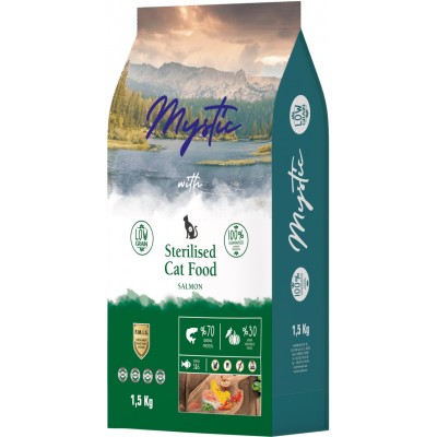 Mystic Sterilised Cat Food Salmon сухой корм для стерилизованных кошек с лососем 1,5 кг.