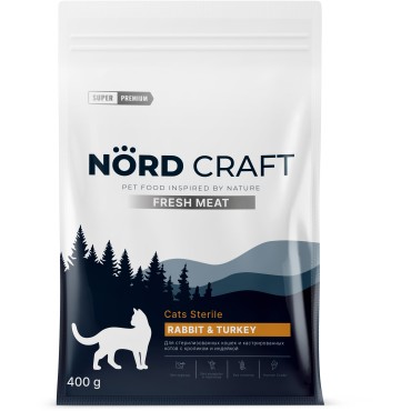 Nord Craft Fresh Meat Сухой корм для стерилизованных кошек и кастрированных котов с кроликом и индейкой 400 гр