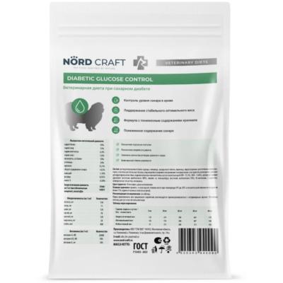 Nord Craft Dogs Mini Diabetic Glucose Control Ветеринарная диета для собак мелких пород при сахарном диабете 1.5 кг