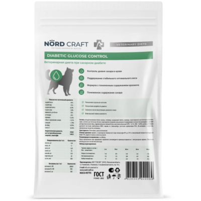 Nord Craft Dogs Medium & Maxi Diabetic Glucose Control Ветеринарная диета для собак средних и крупных пород при сахарном диабете 2 кг