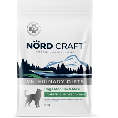 Nord Craft Dogs Medium & Maxi Diabetic Glucose Control Ветеринарная диета для собак средних и крупных пород при сахарном диабете 15 кг