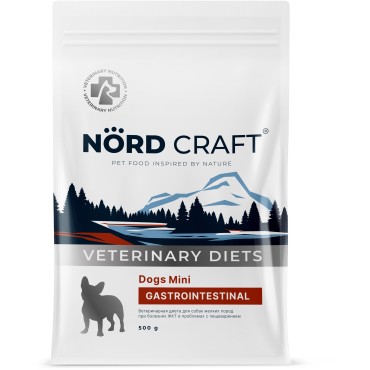 Nord Craft Dogs Mini Gastrointestinal Ветеринарная диета для собак мелких пород при болезнях ЖКТ и проблемах с пищеварением 500 гр