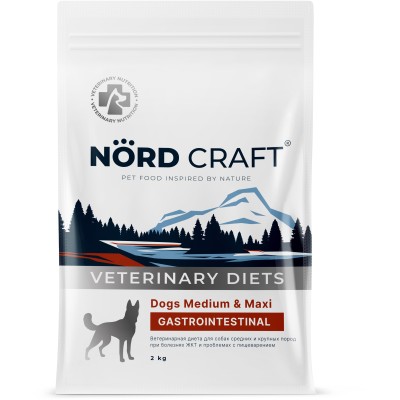 Nord Craft Dogs Medium & Maxi Gastrointestinal Ветеринарная диета для собак средних и крупных пород при болезнях ЖКТ и проблемах с пищеварением 2 кг