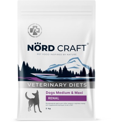 Nord Craft Dogs Medium & Maxi Renal Ветеринарная диета для собак средних и крупных пород для поддержания функции почек и ХБП 2 кг