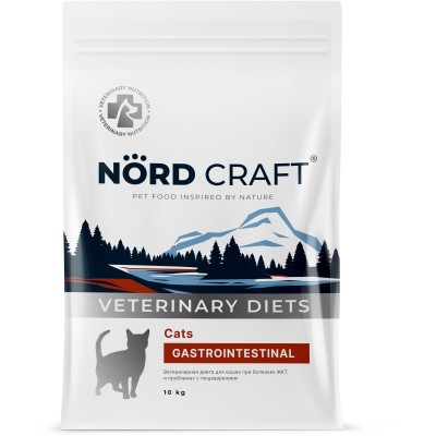Nord Craft Cats Gastrointestinal Ветеринарная диета для кошек при болезнях ЖКТ и проблемах с пищеварением 10 кг