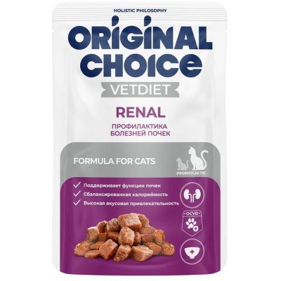 Original Choice VETDIET Renal диетическое полнорационное питание для взрослых кошек профилактика болезней почек пауч 85 гр.