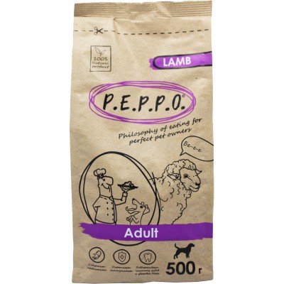 P.E.P.P.O. Сухой корм для взрослых собак всех пород с ягненком 500 гр.