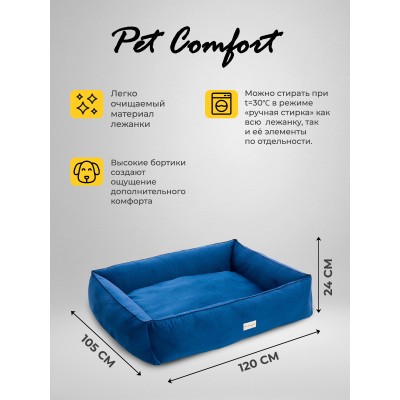 Pet Comfort Лежанка для собак очень крупных пород Golf Vita 03,  размер XL105х120 см, синий