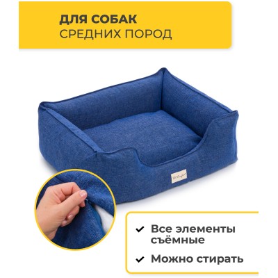 Pet Comfort Лежанка для собак средних пород Alpha Mirandus 33, размер M, 65х80 см, синий
