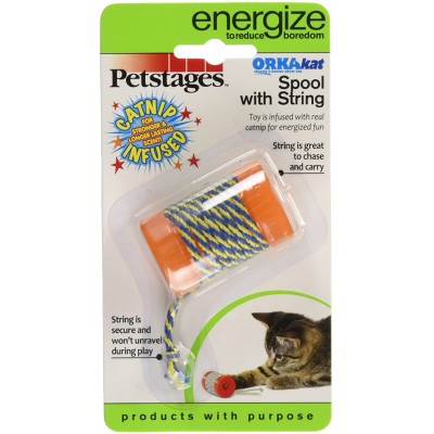 Petstages игрушка для кошек Energize "ОРКА катушка с веревочкой" 6 см.