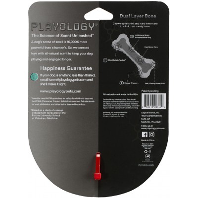 Playology двухслойная жевательная косточка DUAL LAYER BONE для собак мелких пород с ароматом говядины, маленькая, цвет красный