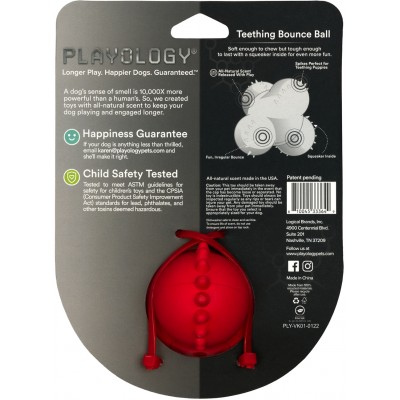 Playology дентальный жевательный тройной мяч SQUEAKY BOUNCE BALL для щенков 4-8 месяцев с ароматом говядины, цвет красный