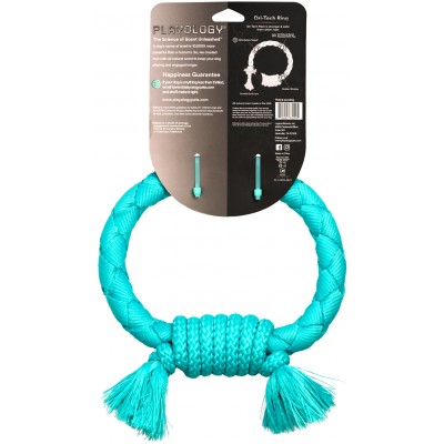 Playology  жевательное кольцо-канат DRI-TECH RING для собак средних и крупных пород с ароматом арахиса, цвет голубой