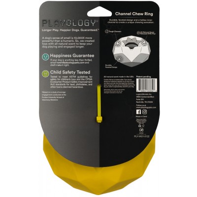 Playology  жевательное кольцо-многогранник CHANNEL CHEW RING для собак средних и крупных пород с ароматом курицы, цвет желтый