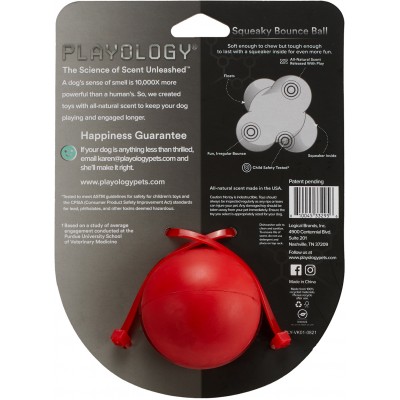 Playology жевательный тройной мяч SQUEAKY BOUNCE BALL для собак средних и крупных пород с пищалкой и с ароматом говядины, цвет красный