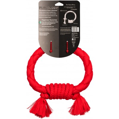 Playology  жевательное кольцо-канат DRI-TECH RING для собак средних и крупных пород с ароматом говядины, цвет красный