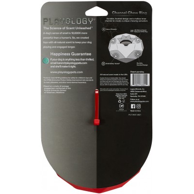 Playology  жевательное кольцо-многогранник CHANNEL CHEW RING для собак средних и крупных пород с ароматом говядины, цвет красный