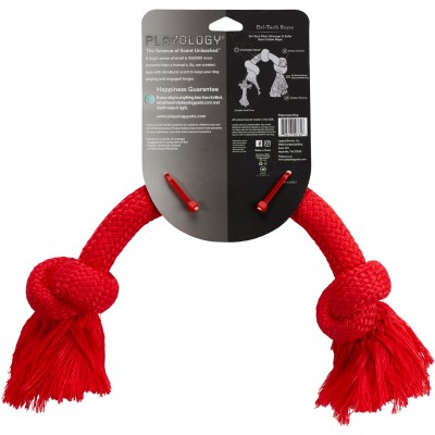 Playology жевательный канат DRI-TECH ROPE для собак средних и крупных пород с ароматом говядины, большой, цвет красный