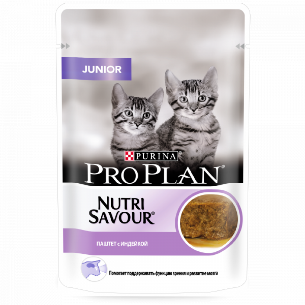 Purina Pro Plan Nutrisavour Влажный корм для котят паштет с индейкой пауч 85 гр.