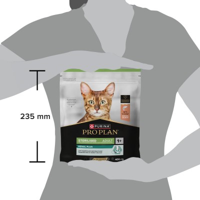 PRO PLAN® Sterilised RENAL PLUS Сухой корм для взрослых стерилизованных кошек для поддержания здоровья почек с высоким содержанием лосося 400 гр