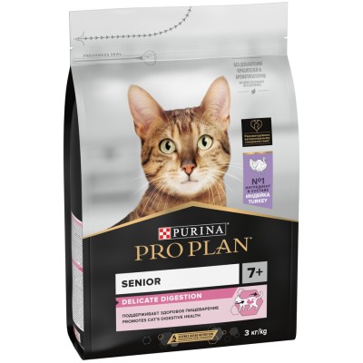 PRO PLAN® DELICATE DIGESTION Сухой корм для кошек старше 7 лет с чувствительным пищеварением с высоким содержанием индейки 3 кг