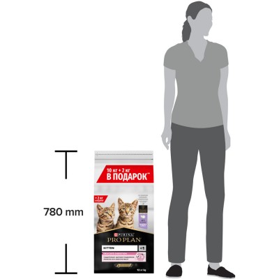 PRO PLAN® Kitten DELICATE DIGESTION Сухой корм для котят с чувствительным пищеварением с высоким содержанием индейки 10 кг + 2 кг в подарок