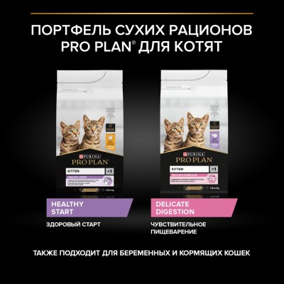 PRO PLAN® Сухой корм для котят с чувствительным пищеварением с высоким содержанием индейки 1,5 кг + 400 г в подарок