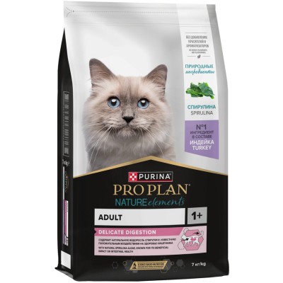 PRO PLAN® Nature Elements DELICATE DIGESTION Сухой корм для взрослых кошек с чувствительным пищеварением с высоким содержанием индейки 7 кг
