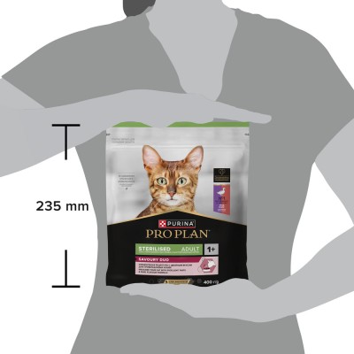 PRO PLAN® Sterilised SAVOURY DUO Сухой корм с двойным вкусом для взрослых стерилизованных привередливых кошек с уткой и с печенью 400 гр