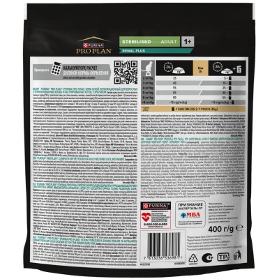 PRO PLAN® Sterilised Adult RENAL PLUS Сухой корм для взрослых стерилизованных кошек с кроликом 400 гр