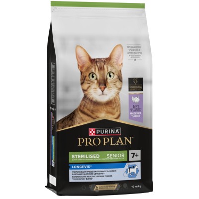 PRO PLAN® Sterilised LONGEVIS® Сухой корм для стерилизованных кошек старше 7 лет с высоким содержанием индейки 10 кг
