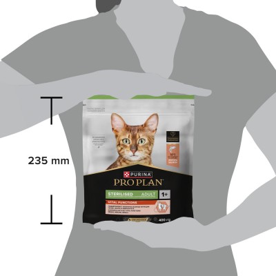 PRO PLAN® Sterilised VITAL FUNCTIONS Сухой корм для взрослых стерилизованных кошек для поддержания функций почек, мозга и иммунитета с высоким содержанием лосося 400 гр