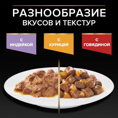 PRO PLAN® HEALTHY START Влажный корм для котят с говядиной в соусе, с индейкой в соусе и с курицей в желе 85 гр х 10 шт.